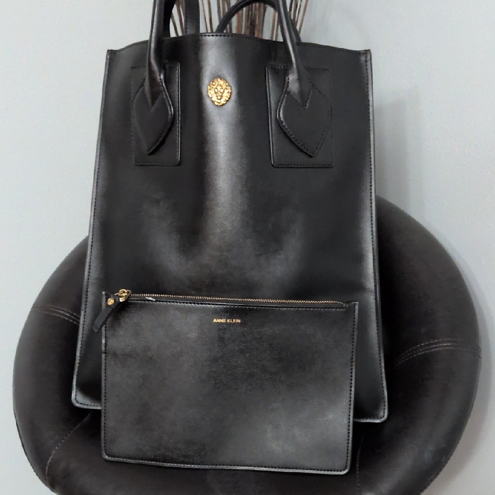 Anne Klein Sandra Large Black Tote with Pouch